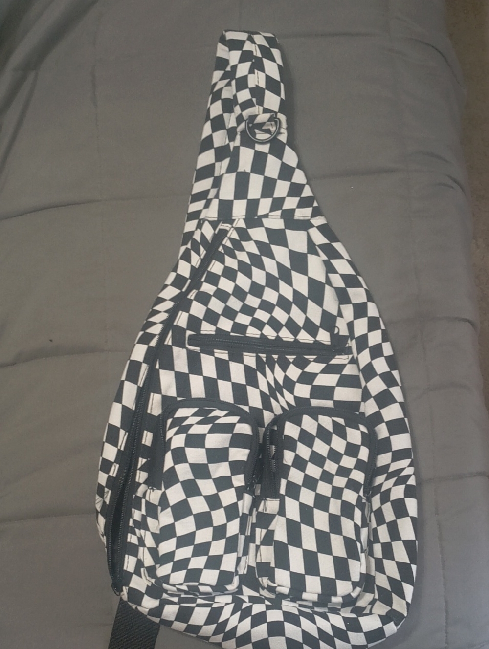 Black & White Checkerboard Crossbody Sling Bag